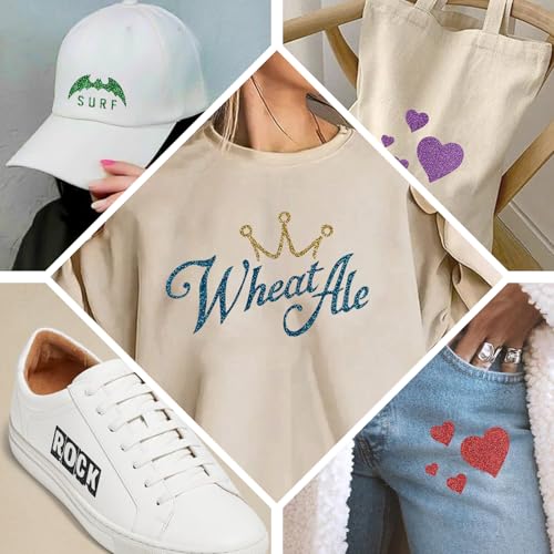 Image of Golden Glitter HTV Heat Transfer Vinyl, 12 inch x 5ft lron on Vinyl, for T-Shirt Ironing, Vinyl HTV Easy to Cut and Weed, The Best Choice for DIY Creativity. (Golden, 12 inch x5ft)