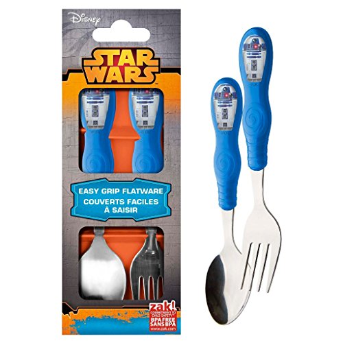 Zak! Designs Easy Grip Star Wars Flatware, Children's Spoon and Fork with Star Wars Graphics, BPA-free Plastic and Stainless Steel by Zak Designs