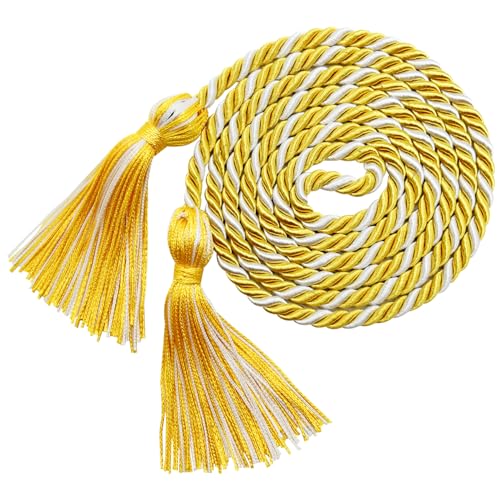 Image of Graduation Honor Cords White and Gold Graduation Cords with Tassels, 67 inch Long for Graduation Students