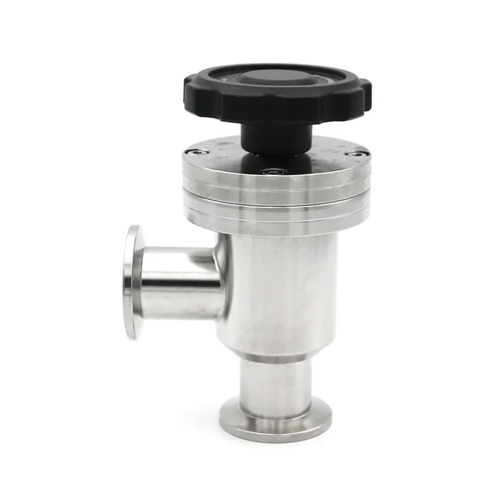Válvula de ángulo de aleta de alto vacío manual tipo L de acero inoxidable for control de flujo de aire - Compatible con bridas KF16, KF25, KF40, KF50(KF25)