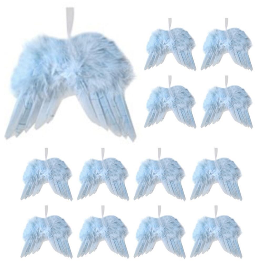 Ailes d'ange de Noël en plumes bleu clair pour embellir vos cadeaux de fête