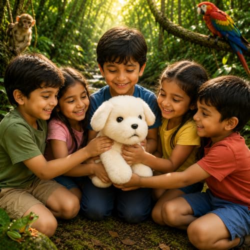 Image of 25cm Dog Plush Soft Toy Cute Kids Animal Home Decor Boys /Girls /Baby Soft and Cuddly White Puppy Stuffed Toy