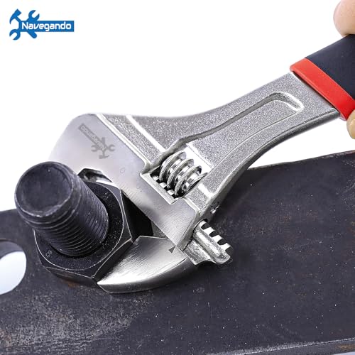 Image of Navegando 4-Piece Adjustable Wrench Set, 6 /8 /10 /12 Inch, Heat Treated Carbon Steel with Non-Slip Rubber Grip,Corrosion Resistant Finish for Automotive, Plumbing & DIY Repairs