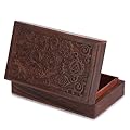 Ajuny Scatola Portaoggetti Decorativa Intagliata a mano in Legno con 7 Chakra Multiuso per Gioielli Organizer per Collane Orologi Regali 8x5 pollici