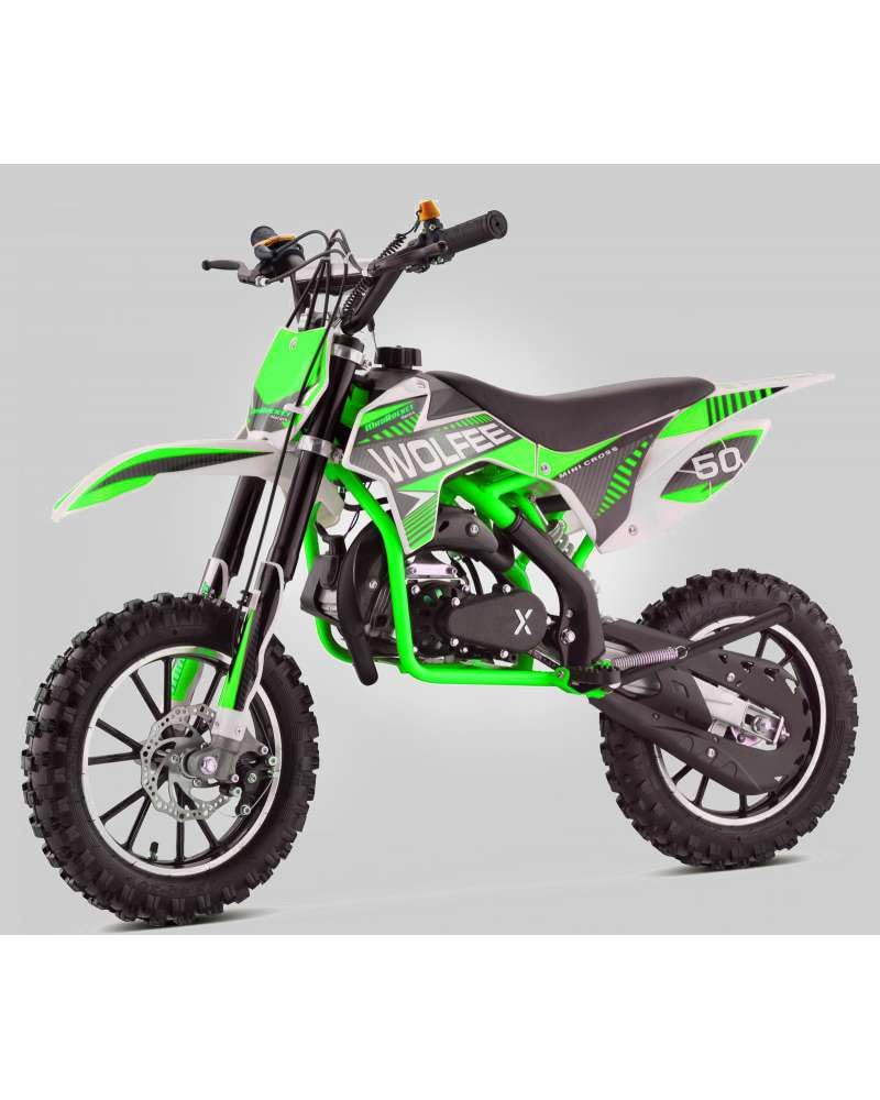 T-MOTO - Mini moto cross 50 cc Wolfee 2 Tempi - Minimoto a benzina 10/10 - Minimoto cross 50cc per principianti - Mini moto cross benzina, Verde