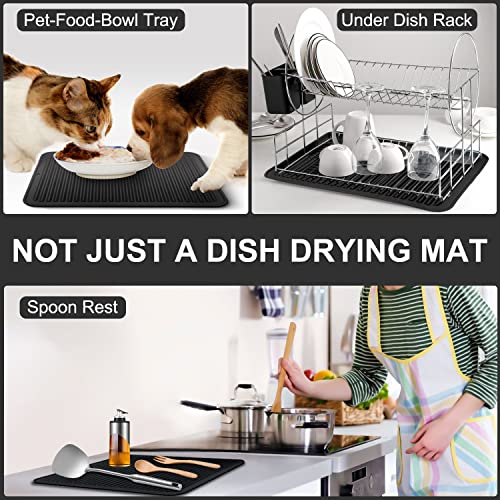 Walfos Dish Drying Mat For Kitchen Counter, Heat Resistant Silicone Dish Mats, Multi-Purpose Kitchen Drying Mats For Counter Top, Sink, 16X12 Inch #TOP3