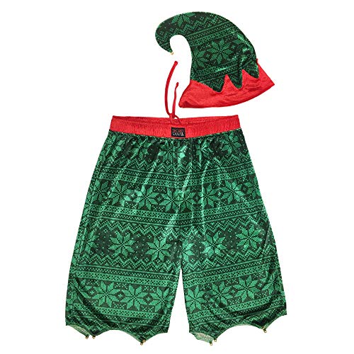 Secret Santa Men's Two Piece Holiday Sleep Hat and Sleep Pajama Shorts