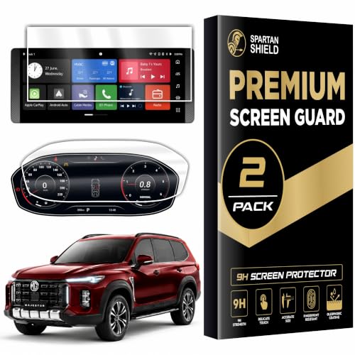 Image of Spartan Shield [2 PACK] SCREEN GUARD For MG MAJESTOR 2026 || 12.3 INCH INFOTAINMENT TOUCHSCREEN + INSTRUMENT CLUSTER PROTECTOR | Anti Scratch | Water Resistant | HD Clear | High Touch Sensitivity | Windsor 2025 Car Accessories [Not Tempered Glass] (Majestor Info+Speedo Glossy)