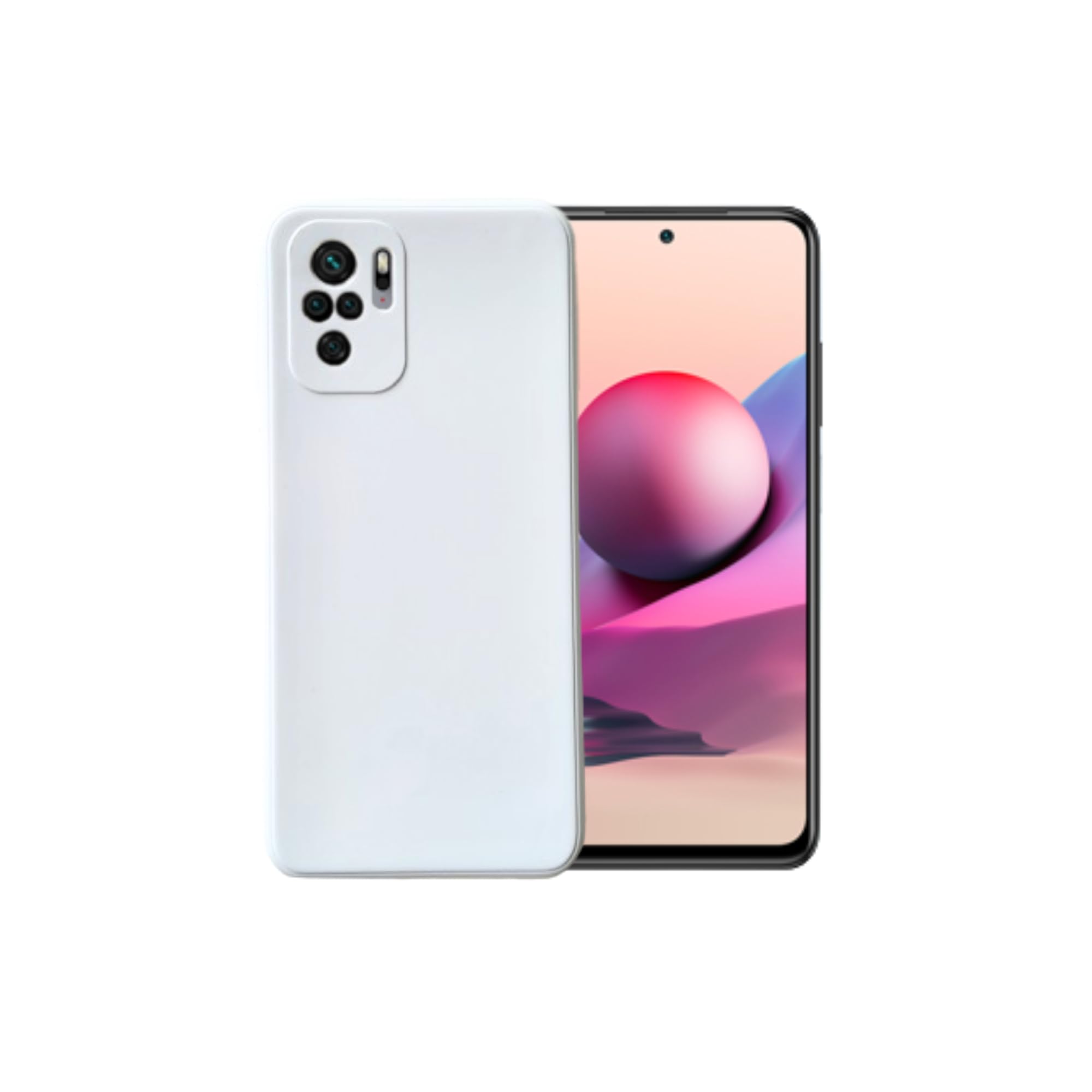 Compatible with Xiaomi Redmi Note 10 or Note 10S Soft Liquid Silicone Gel Cell Phone Mobile Basic Back case Cover casing funda para (White)