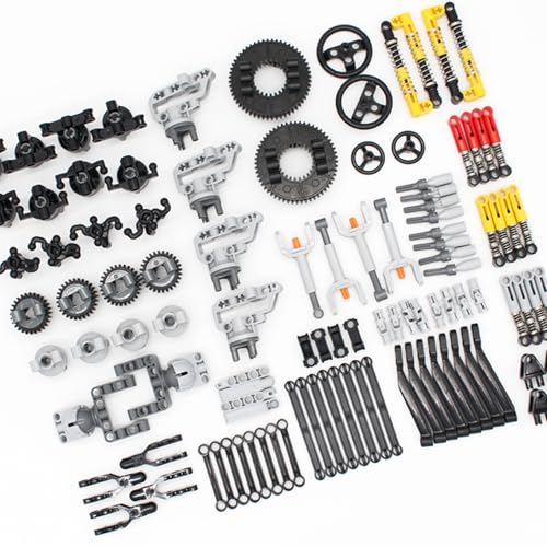 Image of 136PCS Pneumatic Kits - Compatible with Mainstream Technic Parts, Replacement Pieces - Hydraulics, Pump, Push Rod, Connectors