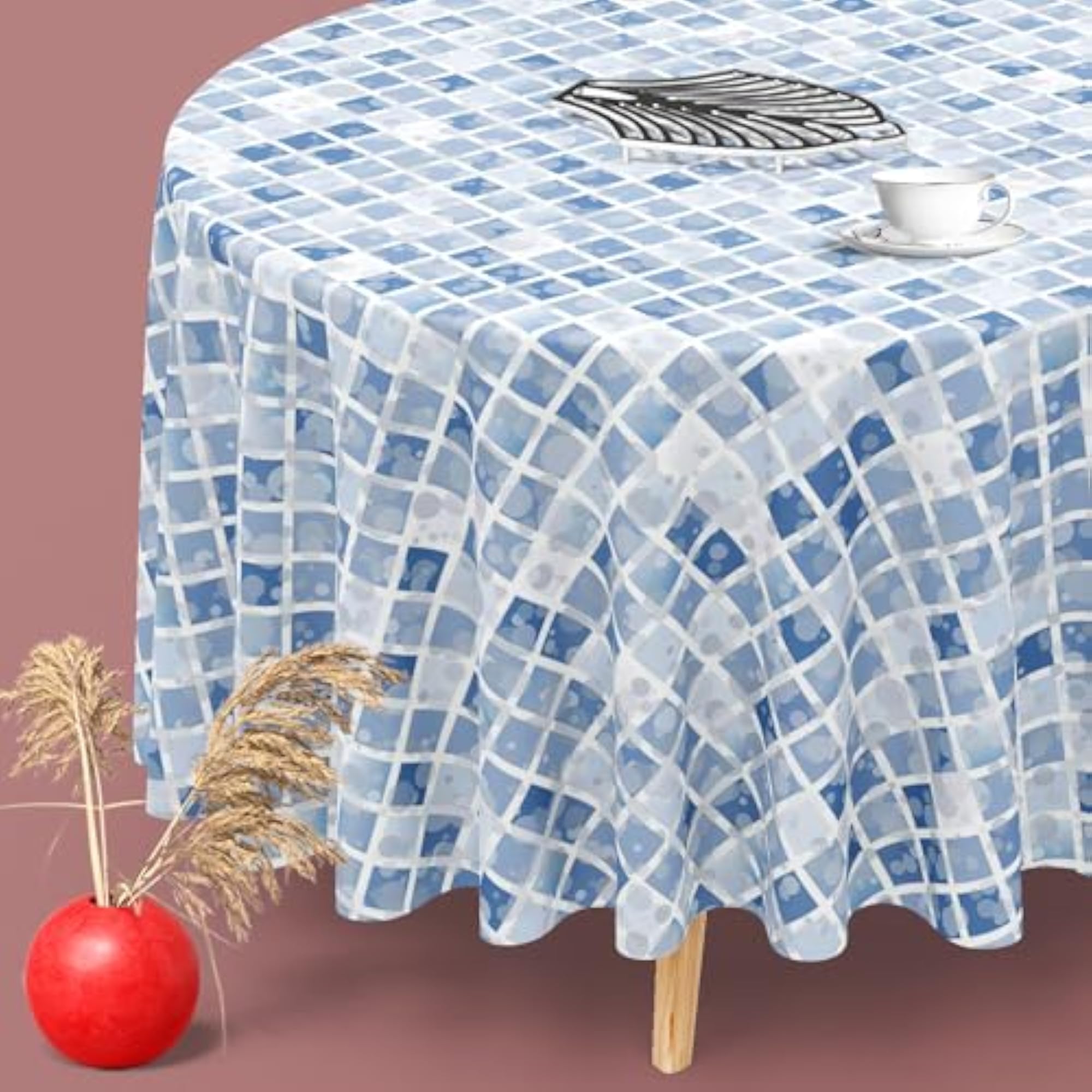 Brown Tiles Table Cloth Cover for Dining & Center Table