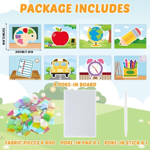 Image of Lonfliness 8Pcs Poke Craft Kit Welcome School No-Mess Fabric Sewing Art Puzzle Puncture Painting Pencil Crayon Apple Gift Creative Activity Game Birthday Party Favors