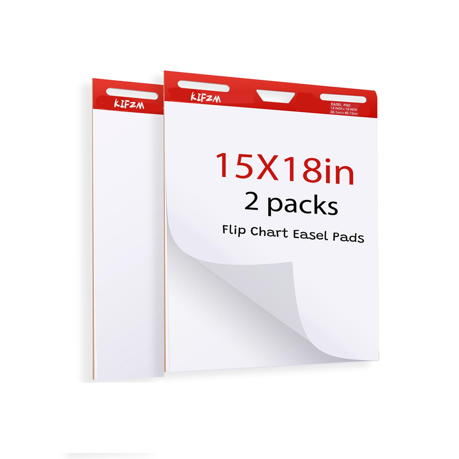 KIFZM ２ Pads- Sticky Easel Pads 15 x 18 Inches White Self Stick Flip Chart Paper for Office Team Work School Classroom Supplies and Teaching at Home,30 Sheets/Pad