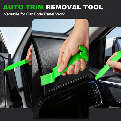 Image of 14PCS Auto Trim Removal Tool kit, Car Clip Removal Tools Kit No Scratch Plastic Pry Tool Door Panel Rivet Pliers Tool Kit,Interior Fastener Puller Set for Vehicle Dash Radio Audio Installer Green