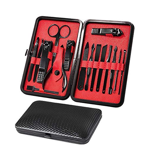 Manicure, Pedicure Kit, Nail Clippers, Professional Grooming Kit, Stainless steel Nail Tools with Luxurious Travel Case, Set of 15