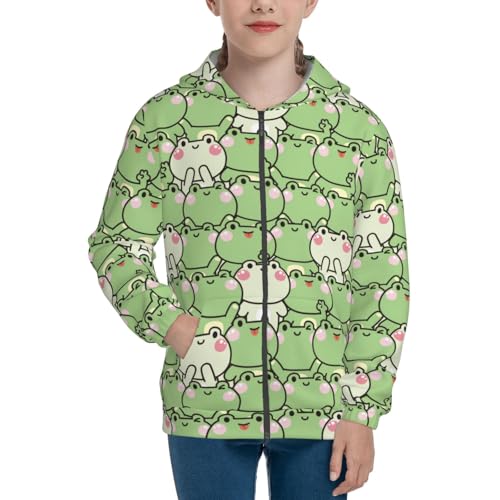 Cute Frogs Kid Hoodies Boys Zip Up Sweatshirts Girls Pullover with Pocket3