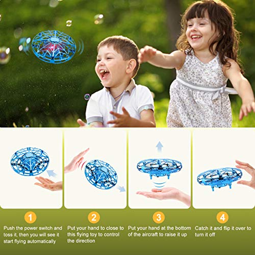 KToyoung Hand Operated Drones for Kids Adults,Hands Free Mini Drone Small Flying Ball Toy UFO Drone Indoor Outdoor Motion Sensor Helicopter Ball Toys for Kids 6 7 8 9 10 and Up Years Boys Girls Gift