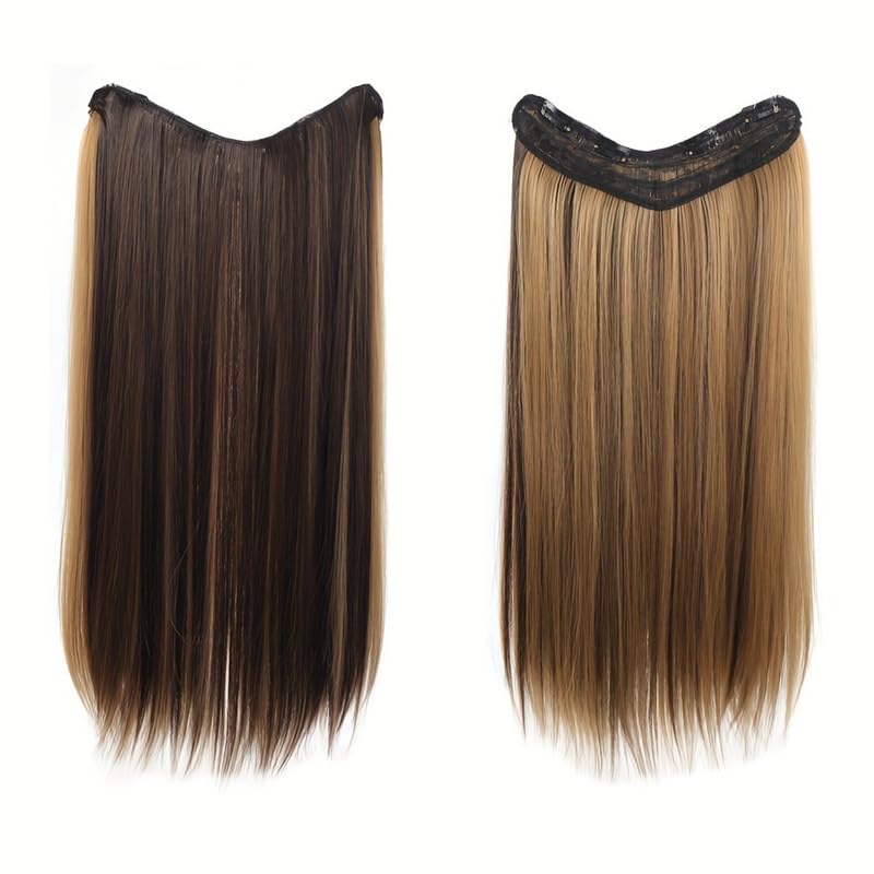 Image of 24 inch Heat Resistant Clip In Synthetic Straight Hair Extensions - Synthetic Hair Extension /Ponytail Long Braided Ponytail With Elastic Hair Ties Synthetic Hair Extensions (Style 3)