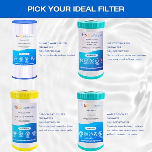 Image of H&G Lifestyles Whole House Water Softener Filter Cartridge Replacement, Calcium Inhibitor Water Filter, Anti-Scale Filter, Fits Any Standard 10 inch x 4.5 inch Water Filter System