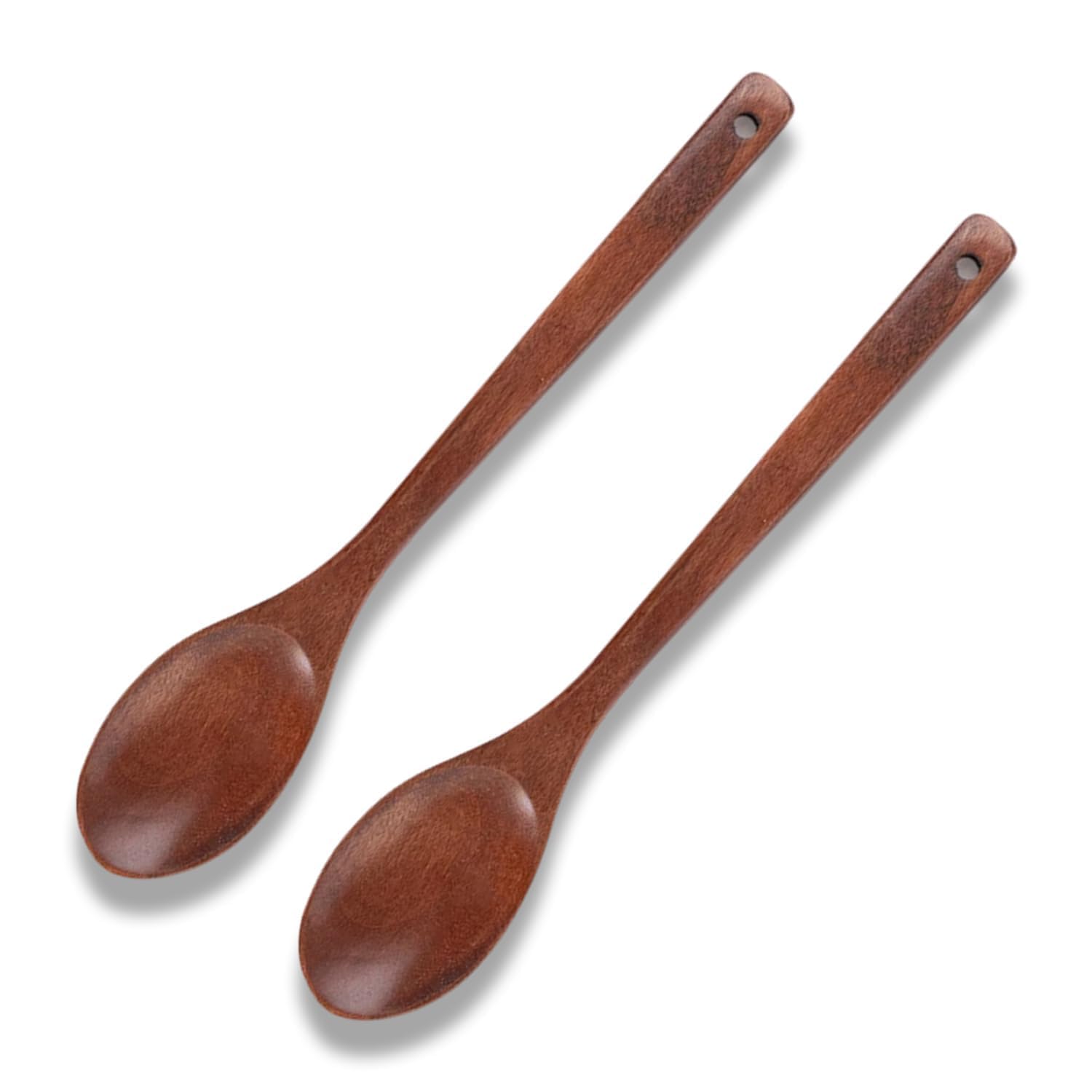 Wooden Spoon - 2Pcs Wooden Spoons for Cooking,Wooden Spoons, 12.59 inch Teak Wooden Spoons, Spoon Wood Soup Spoons, Long Handle Woodens Teaspoons for Tea Coffee Jam Sugar Ice Cream