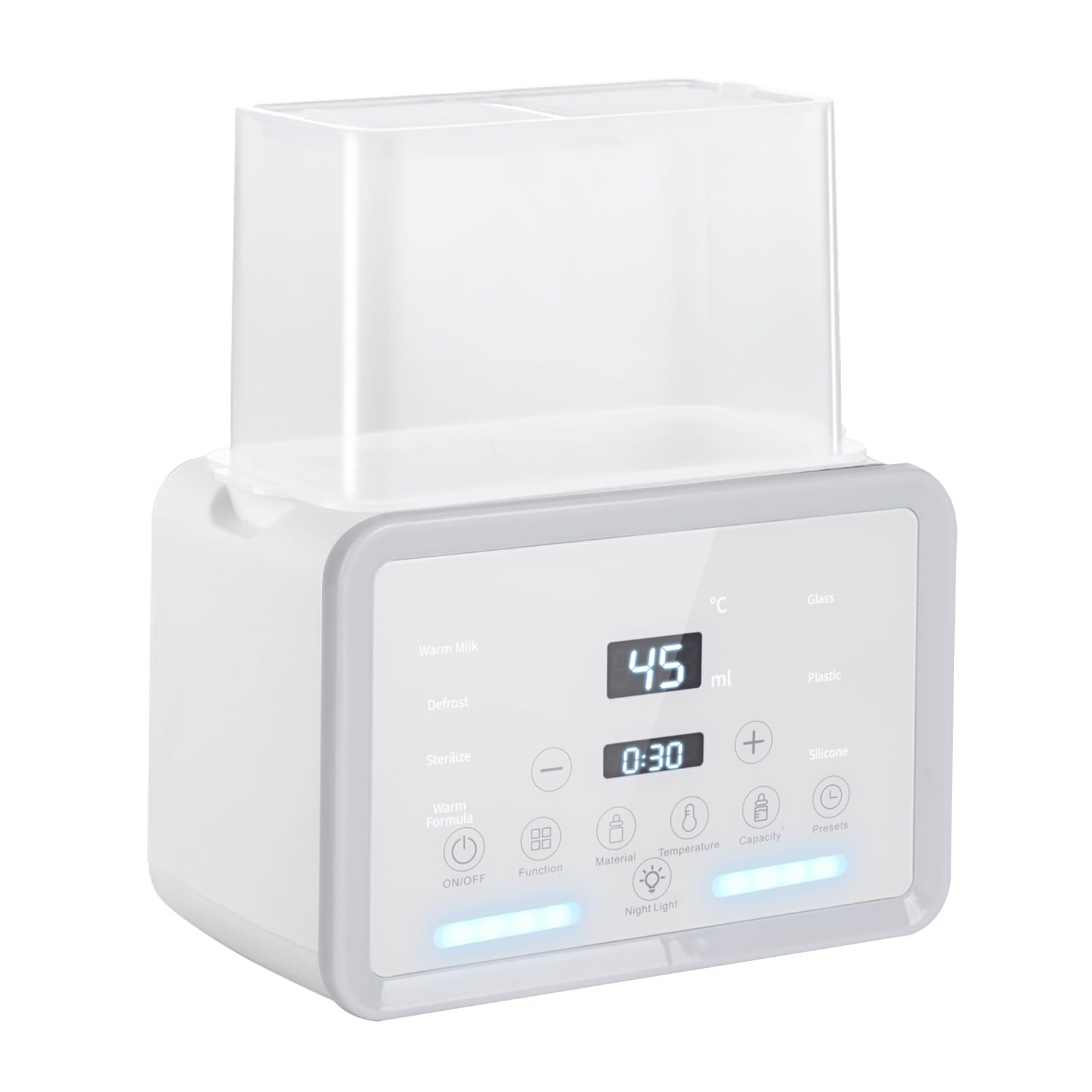 Scaldabagni e sterilizzatori 7 in 1, scaldabiberon riscaldato, con display LCD e controllo preciso della temperatura (bianco)