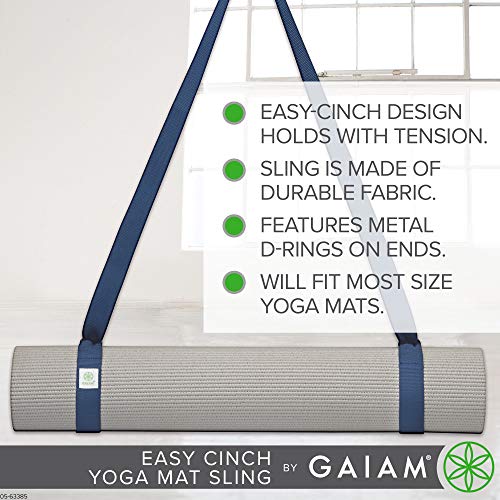 Gaiam Easy-Cinch Yoga Mat Sling, Navy, 1 Count (Mat Not Included) #TOP3