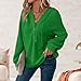 Waffle Knit Tops for Women Long Sleeve Women's Oversized Pullover Hoodie Fall Hoodies Fashion 2025 Trendy, with Hood V Neck Loose Fit Hooded Sweatshirts Outfits Green XL