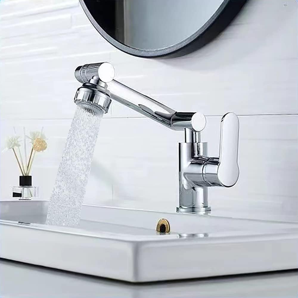 HUA&RUIBathroom Universal Swivel Faucet Modern Bathroom Sink Faucet Universal Swivel Retractable Matte Black Faucet for 1 Hole Sink Contains 2 Inlet Pipes