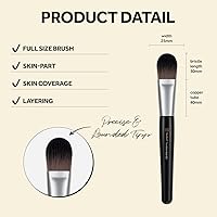 Vista 3 de Brocha de base para maquillaje Brocha de maquillaje profesional con cerdas sintéticas de primera calidad Brochas de maquillaje coreanas