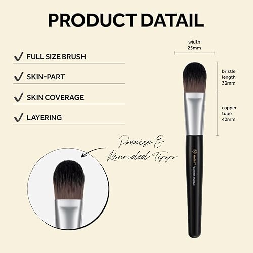 Miniatura 3 de Brocha de base para maquillaje Brocha de maquillaje profesional con cerdas sintéticas de primera calidad Brochas de maquillaje coreanas impecables