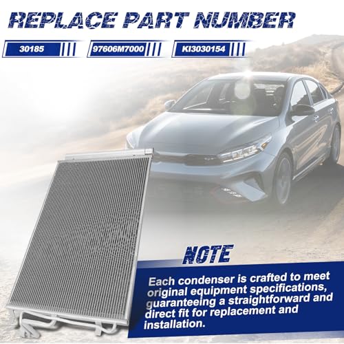 Image of Air Conditioning A /C Condenser Compatible with Kia Forte 2019-2023 L4 2.0L # 30185, 97606M7000, KI3030154