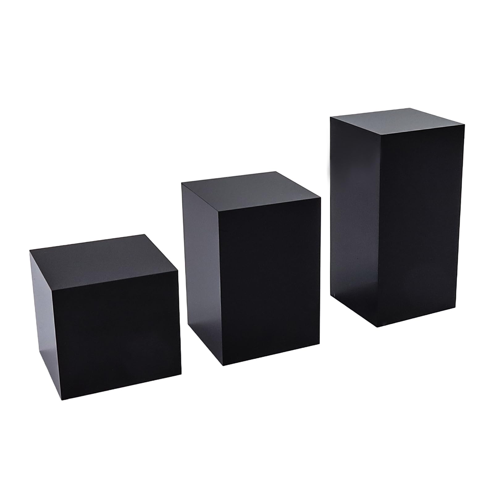 T Tulead 3PCS Acrylic Cube Display Black Display Stand Square Cube Display Nesting Risers Acrylic Organization Riser Height: 40mm, 60mm, 80mm