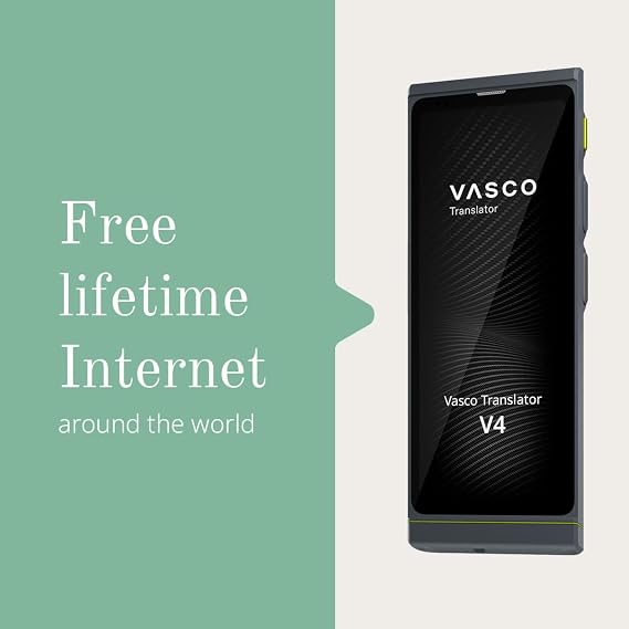 جهاز مترجم لغة Vasco V4 مع إنترنت مجاني مدى الحياة في ما يقرب من 200 دولة + حافظة واقية Vasco Translator V4