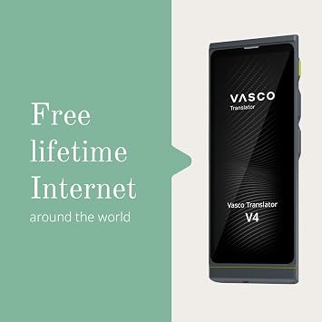 جهاز مترجم لغة Vasco V4 مع إنترنت مجاني مدى الحياة في ما يقرب من 200 دولة + حافظة واقية Vasco Translator V4