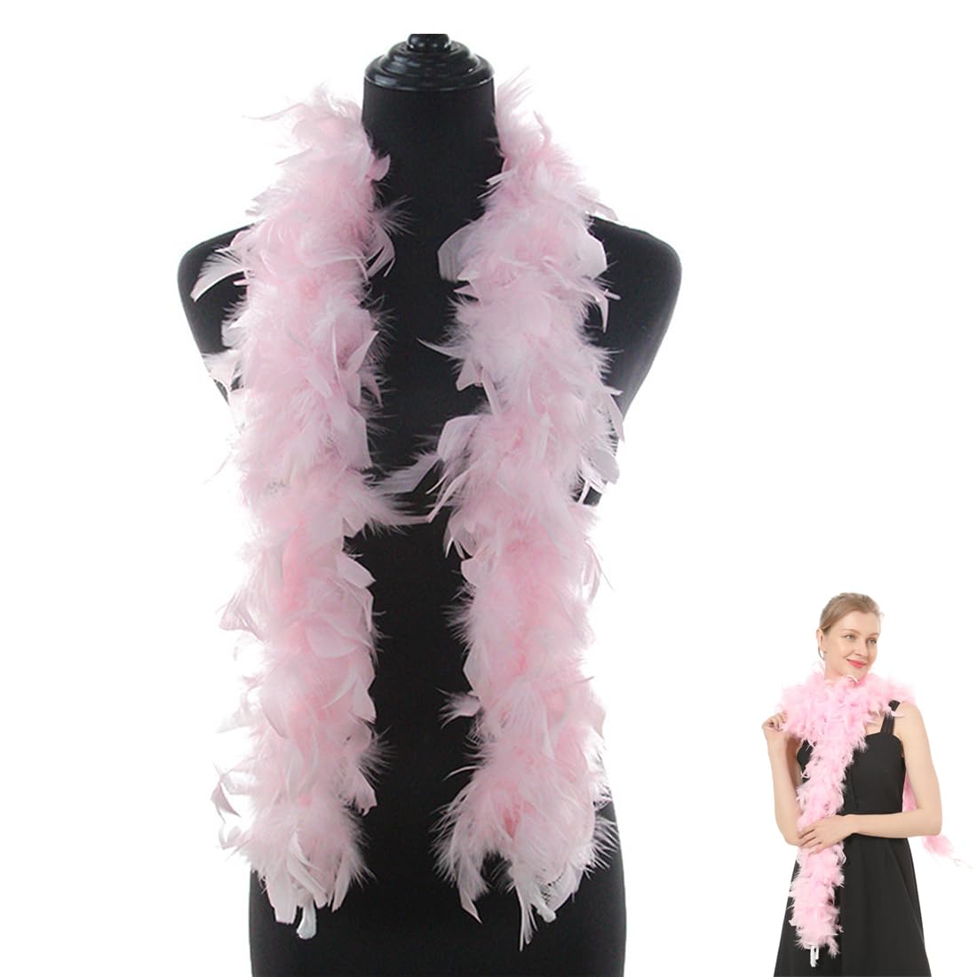 Boa en Plumes Rose Écharpe en Plumes Femme, Naturelles Plumes de Faisan Longue Ceinture de Plumes Multicolore Ruban à Franges en Satin Pour 20 ans Boa en Plumes Rose Écharpe en Plumes Femme, Naturelles Plumes de Faisan Longue Ceinture de Plumes Multicolore Ruban à Franges en Satin Pour 20 ans