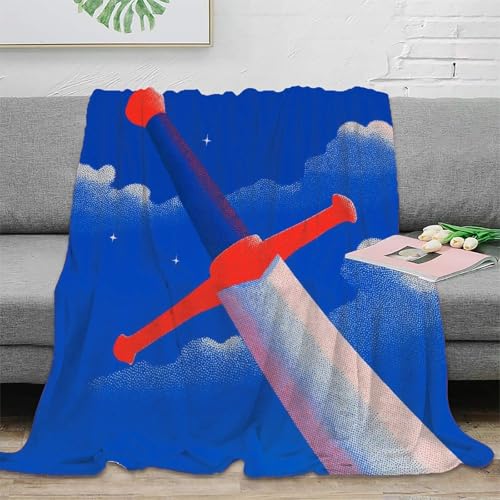HWEICOIN Espada de Caballero Manta Reversible Cálida Estampado 3D Ultra Suave Colcha Mullida para Adolescentes Mujeres Adultos Dormitorio Sofá 40x50inch(100x130cm)