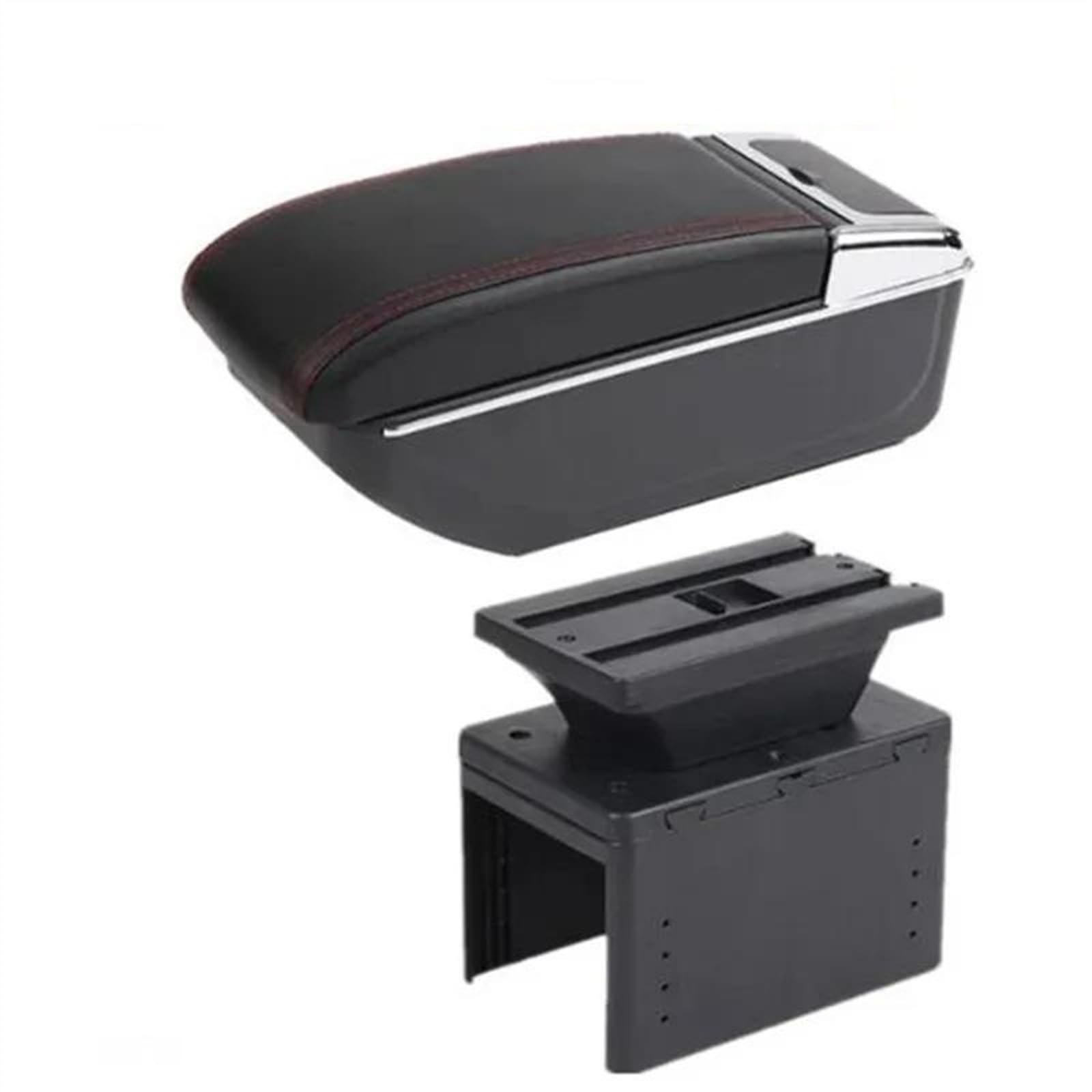 NOHEEU Car Interior Accessories Center Console Storage Box Multifunctional Armrest For I20 2021 2022(B red line NO USB)