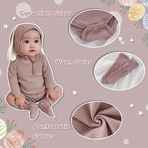 Xifamniy Baby Easter Bunny Outfit Romper Bodysuit With 3D Rabbit Ear Hat For Baby Newborn Infant #TOP1