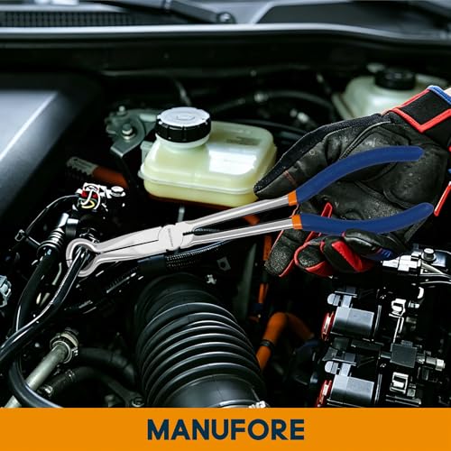 Image of MANUFORE 3PCS 11-Inch Long Reach Hose Gripper Removal Pliers Set | 3-Piece Set, 3 /8 inch, 1 /2 inch, 3 /4 inch Serrated Ring Jaw, Comfort Grip for Better Control, High Carbon Steel, for Various Hose