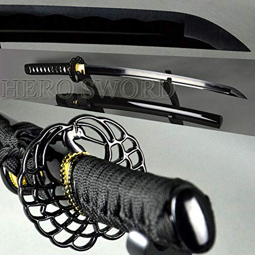 YL Sword Black Peacock Japanese Samurai Sword Full Tang T10 Steel Wakizashi Black Blade