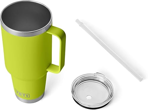 Miniatura 5 de YETI Rambler - Vaso de viaje con asa y tapa con popote, 42 onzas, con aislamiento al vacío con asa, acero inoxidable, color verde chartreuse