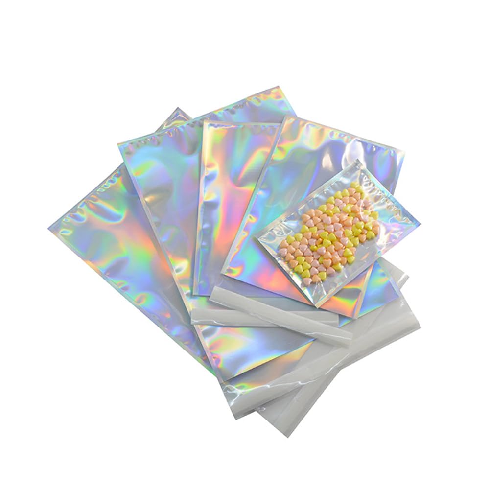 Lot de 100 pochettes d'expédition holographiques métalliques en feuille d' aluminium à paillettes auto-adhésives en Mylar pour expédition (16,5 x 22,9 cm