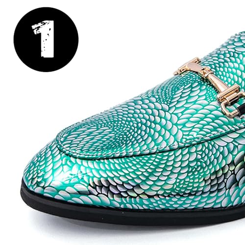 Men's Patent Leather Flats Slip-on Mules with Metal Chain Fashion Dress Backless Loafers Soft Non Slip Casual Slides Sandals3