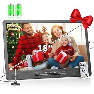 Desobry TV portatile da 18 pollici con antenna, Mini TV con batteria ricaricabile da 6000 mAh, Mini TV da 12 V con sintonizzatore digitale DVB/T2, compatibile con ingresso USB/HDMI/AV