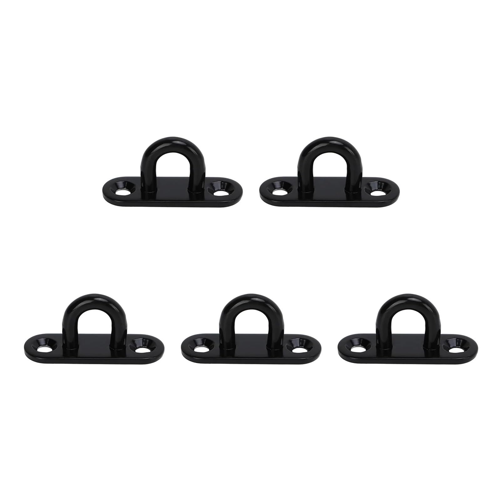 Luvafey 5Mm Eye Plate 5 Pcs Stainless Steel Eye Plate Ceiling Hook Pad Reinforced Load Bearing Door Fixing Buckle Oval Black For Wall Ceiling Boat Hardware Hanging(5Mm)