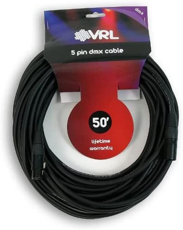 Elite Core VRL 5-Pin DMX 50' ft Pro-Lighting Shielded Cables | LED-Data | Low Capacitance | VRLDMX5P50
