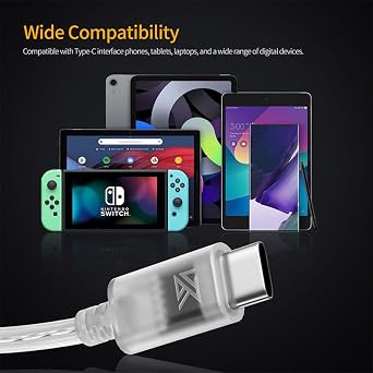 FAAEAL KZ Type-C Earphone Cable with QDC/S/C Pin,Oxygen-Free Copper Silver-Plated Headphone Wire,Upgrade Earbuds Line for KZ Castor ZSN PRO Krila Saga for TANGZU WANER SG TRN MT1 Conch (Without Mic)