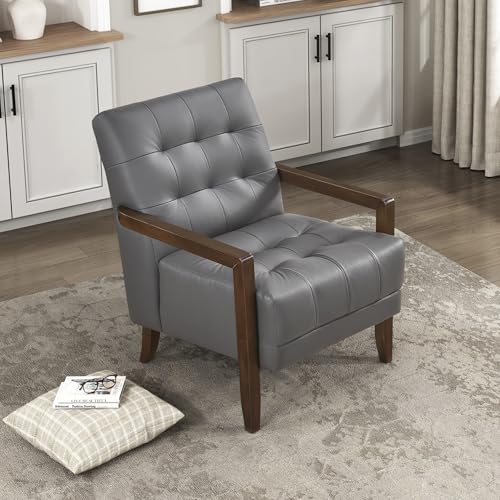Lexicon Modern Accent Chair, Luxury Genuine Leather Match Living Room