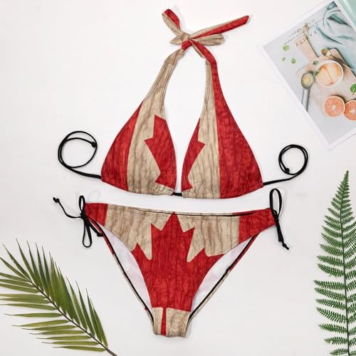 Bikini String Drapeau Canadien idéal pour vos Sessions Bronzage