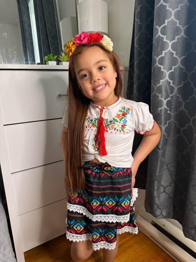 Image of HIHA Toddler Little Girls Mexican Embroidered Skirts Outfit